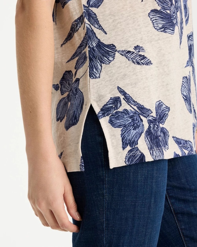 Floral Linen Dolman Tee - image 4